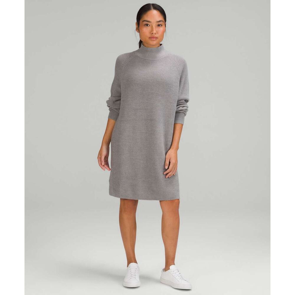Lululemon‎ Size 4 Merino Wool Blend Knit Dress Heathered Gull Grey Knit Women’s
